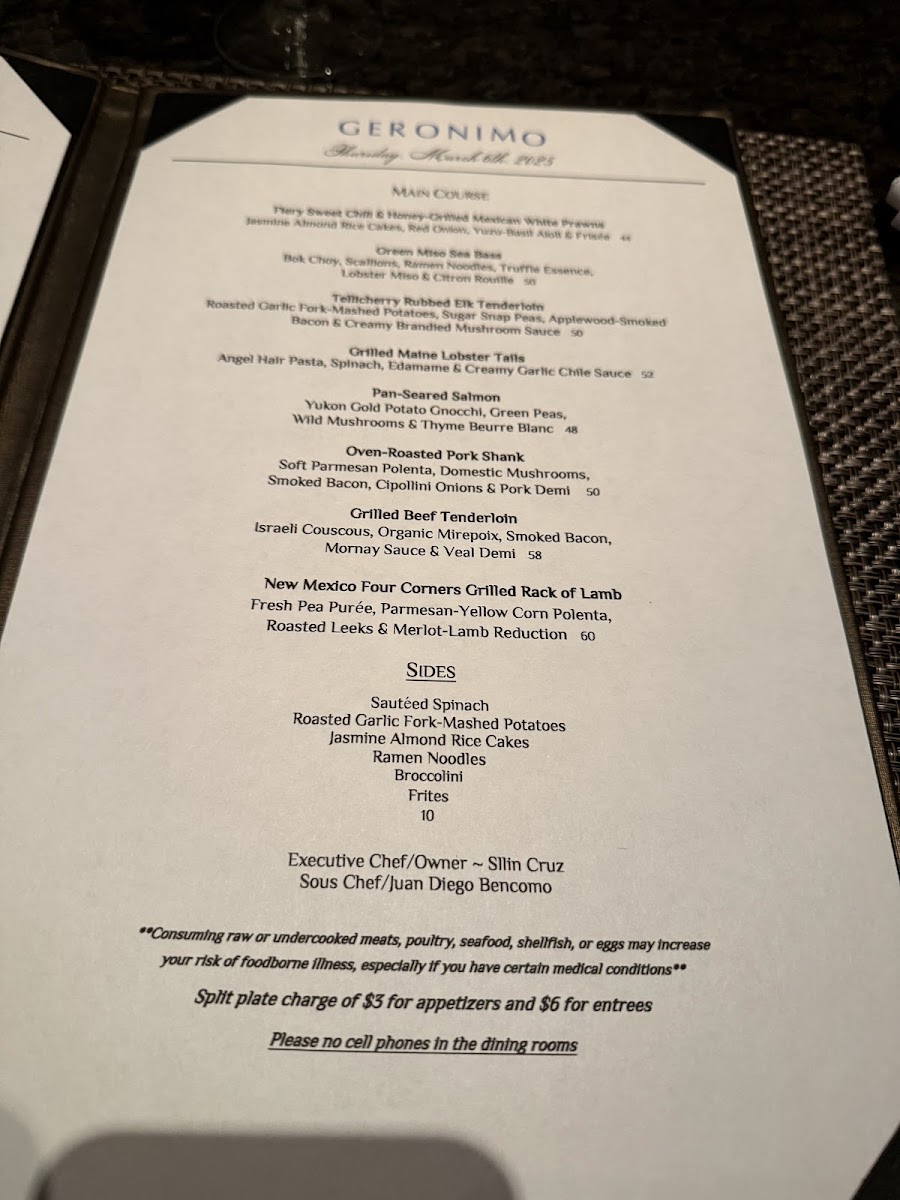 Menu - Geronimo photo 6